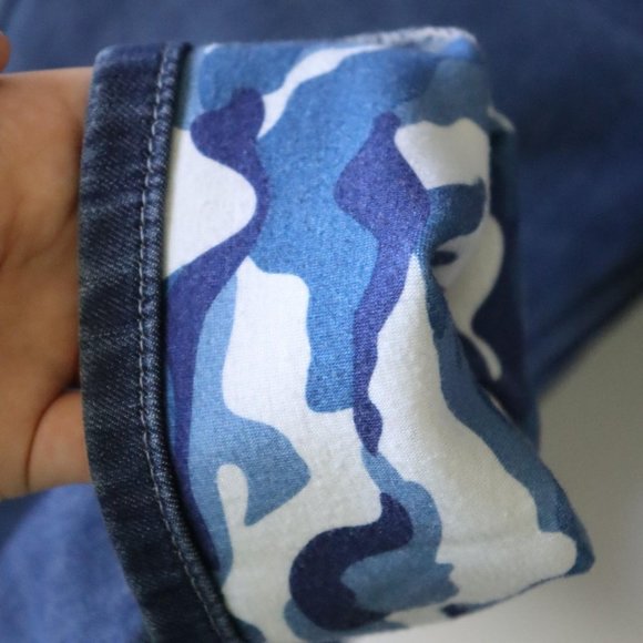 ES Denim dark wash high waisted jeans with blue camo inside lining - Picture 4 of 4